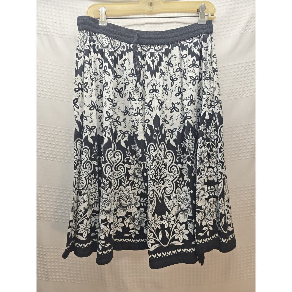 Jackpot Skirt Womens Size Large 100% Cotton Black White Elastic Waist